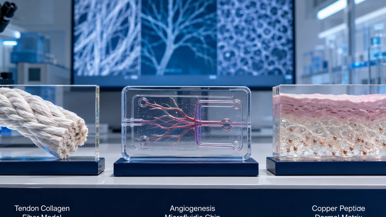 Clinical research laboratory comparing tendon collagen, angiogenesis and copper peptide dermal remodeling models