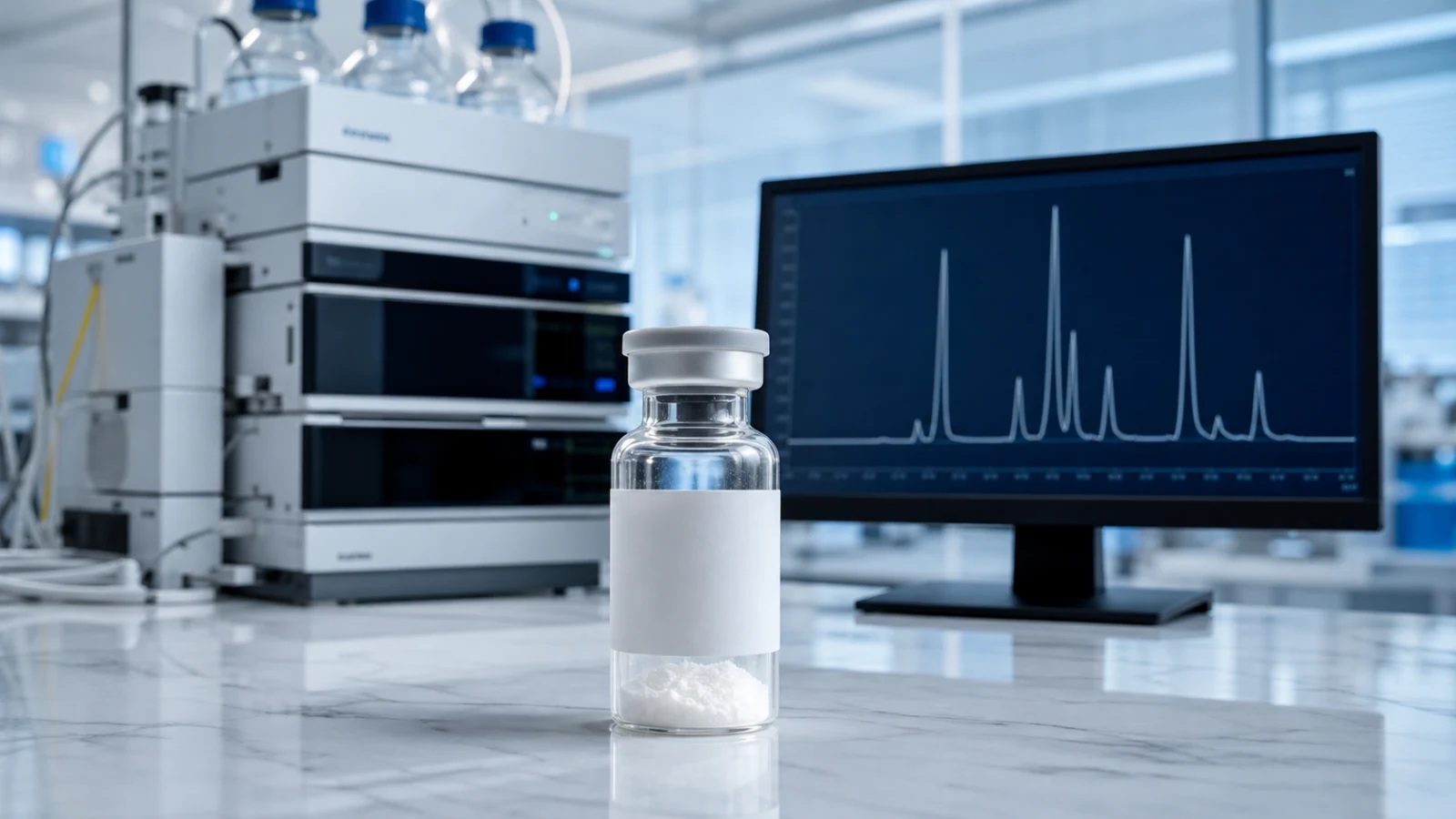 Tirzepatide molecular structure and sterile laboratory compounding environment